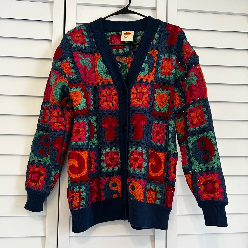 Farm Rio Crochet Cardigan - Gem
